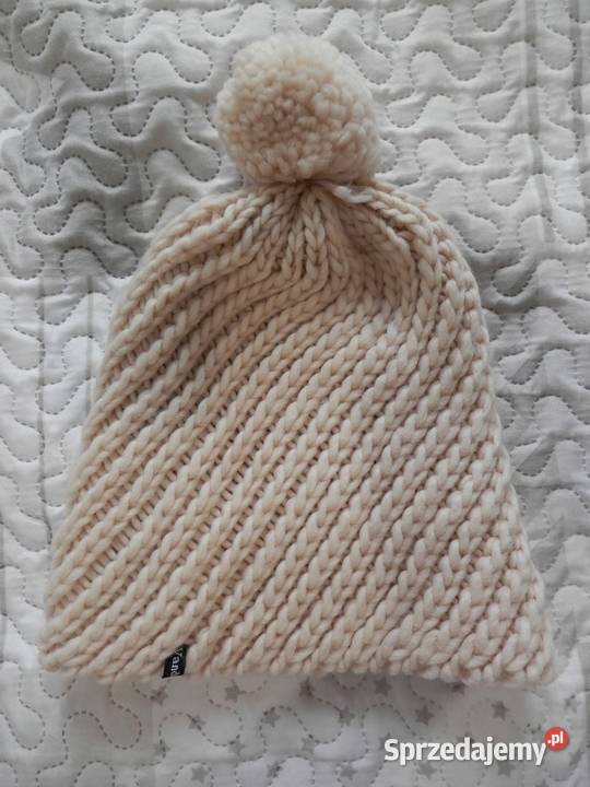Czapka Zimowa Wełniana Slouchy z Pomponem Gruby Łomża