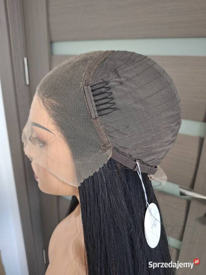 Czarny długi koronkowy peruk Malbork