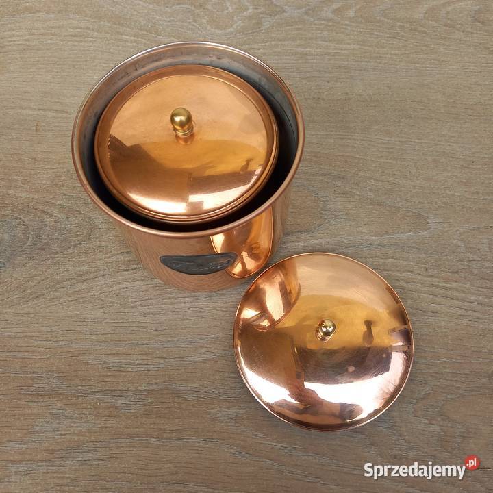 Miedziane pojemniki kuchenne komplet 3 miedziana Warszawa sprzedam
