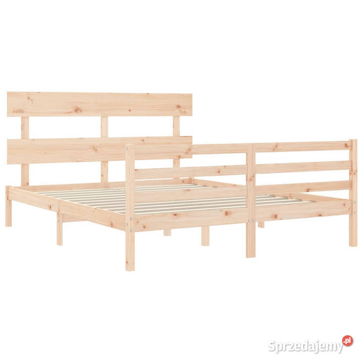 Rama łóżka z wezgłowiem lite drewno 160x200