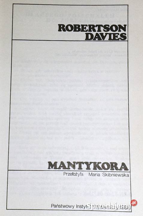 Mantykora Robertson Davies Kultura i Rozrywka lubelskie