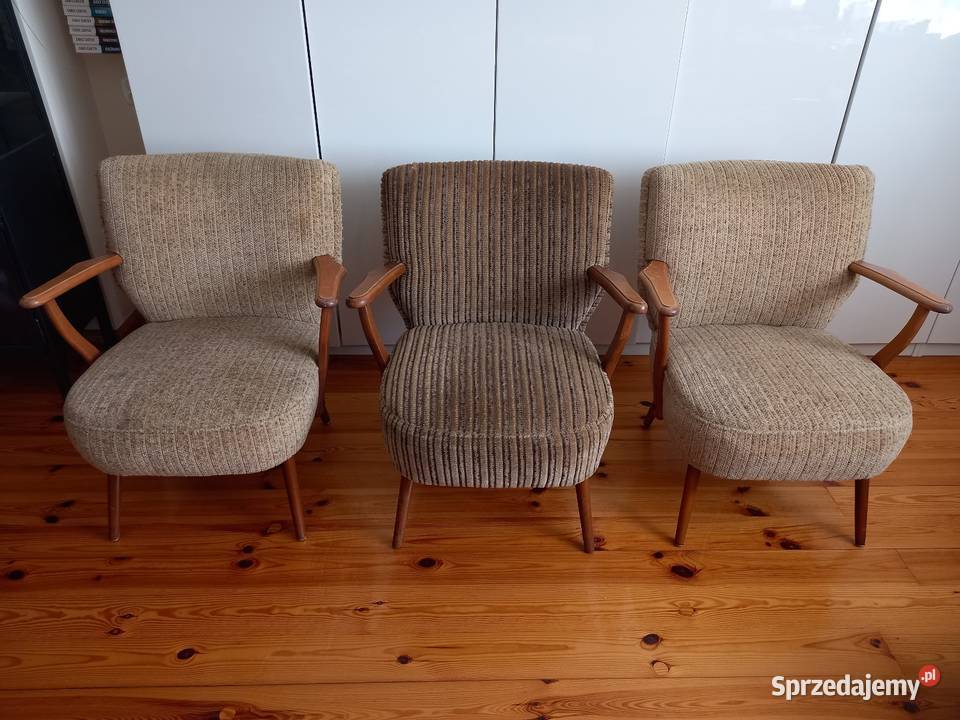 Stare fotele z podłokietnikami PRL vintage Fotele Rawicz