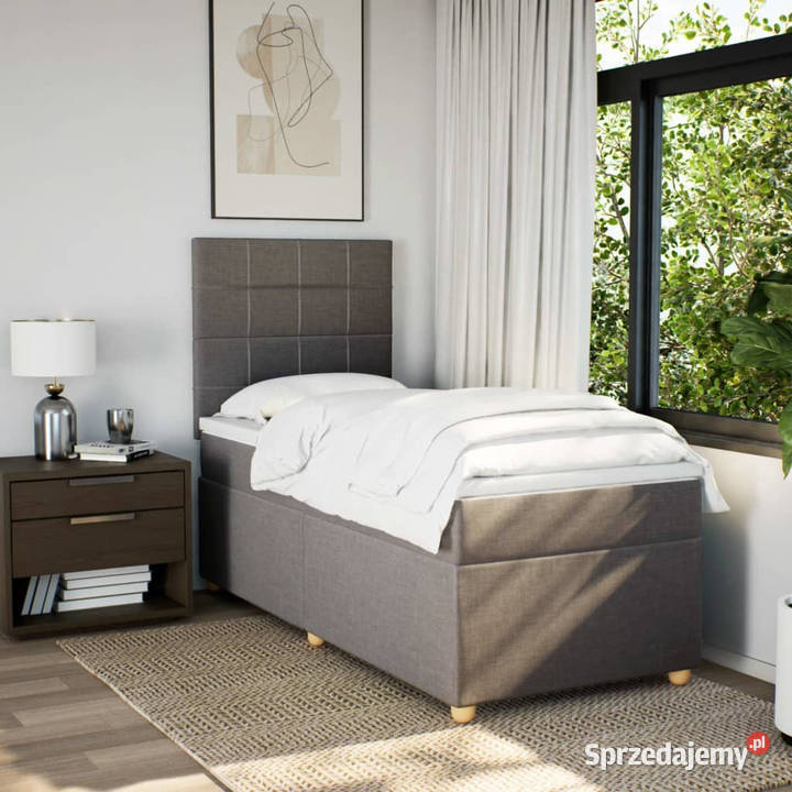 Łóżko kontynentalne z materacem taupe tkanina 150cm Warszawa