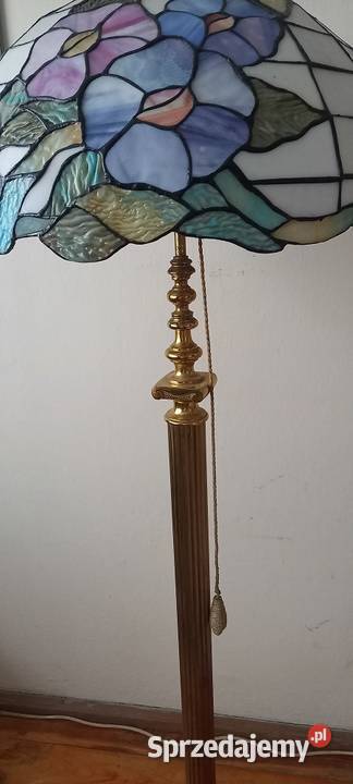 Piękna mosiężna lampa podłogowa witraż w stylu łódzkie Skierniewice