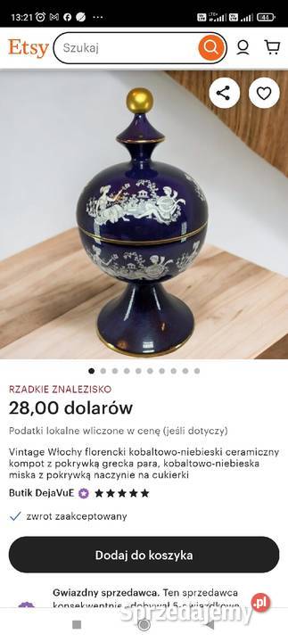 Floretine Cobalt Blue Italy Bomboniera z Porcelana i szkło Pabianice sprzedam
