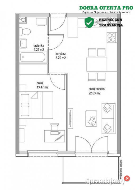 2 pokoje balkon winda 2025 Gdańsk