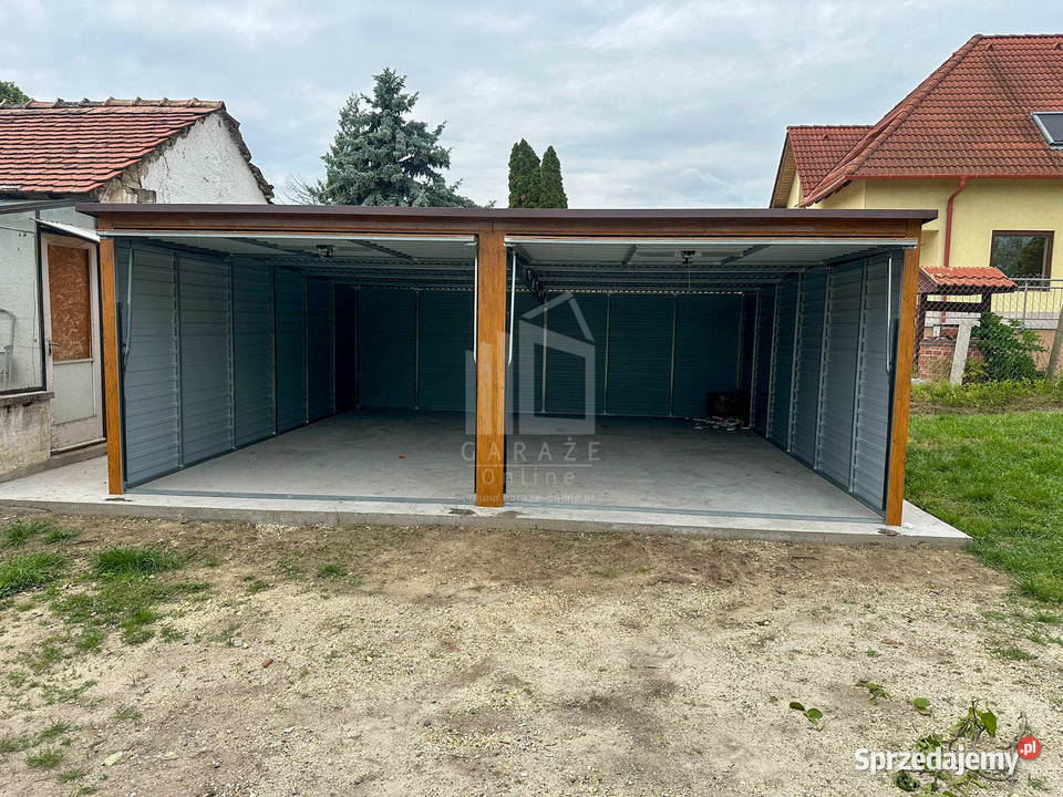 Garaż blaszany 6x6m 2x brama uchylna rynna dach wielkopolskie