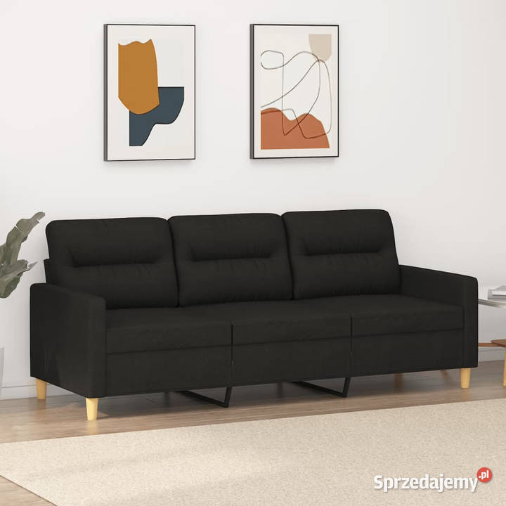 Sofa 3osobowa czarna 180 tapicerowana tkaniną Warszawa