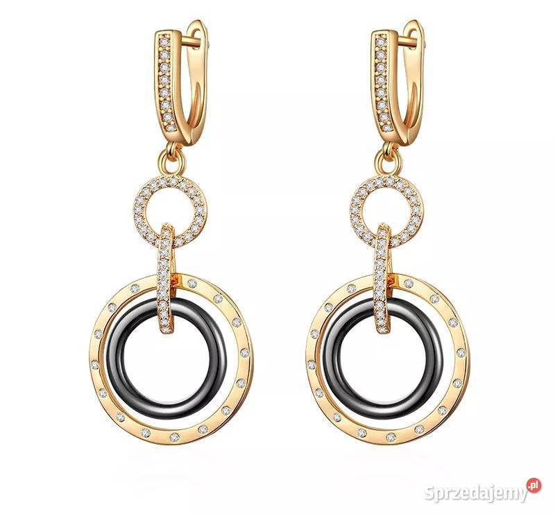 Eleganckie kolczyki ceramiczne złote Kolczyki Kołobrzeg