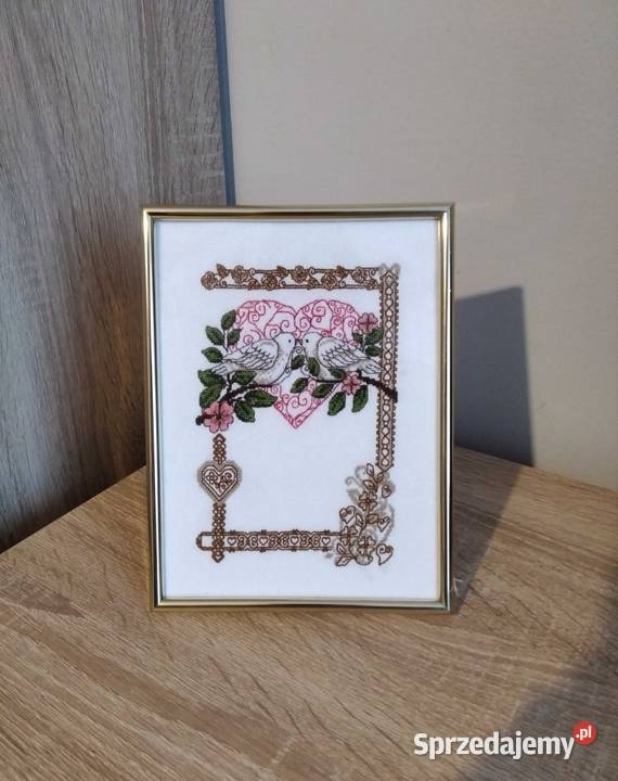 Personalizowana pamiątka ślubu haft krzyżykowy Olsztyn sprzedam