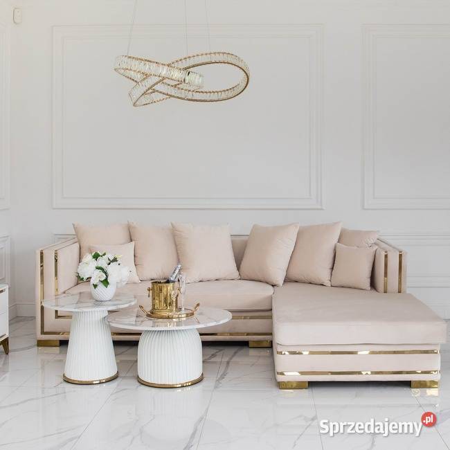 Złoty nowoczesny żyrandol kryształowy glamour