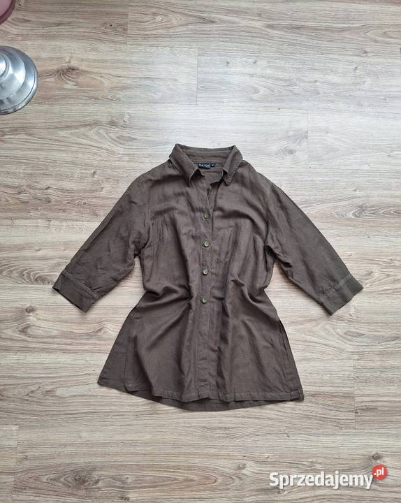 Piękna oliwkowa koszula z rękawem 34 khaki len Kraków