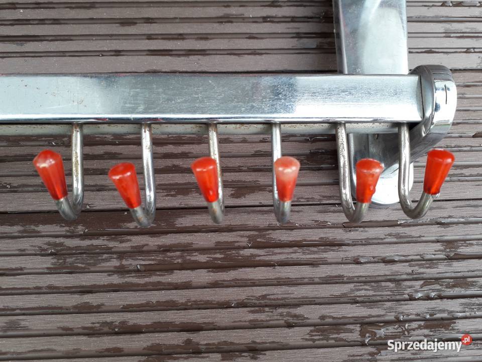 Wieszak metalowy chrom żyłka prl vintage loft mazowieckie