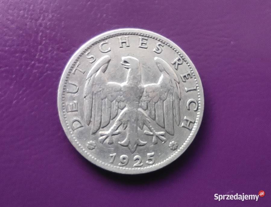 Moneta 1 REICHSMARKA 1925 A Srebro Pruszków