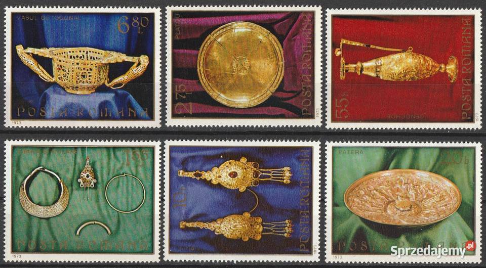 RUMUNIA ZŁOTE NACZYNIA OZDOBY 1973 CZYSTE Łódź