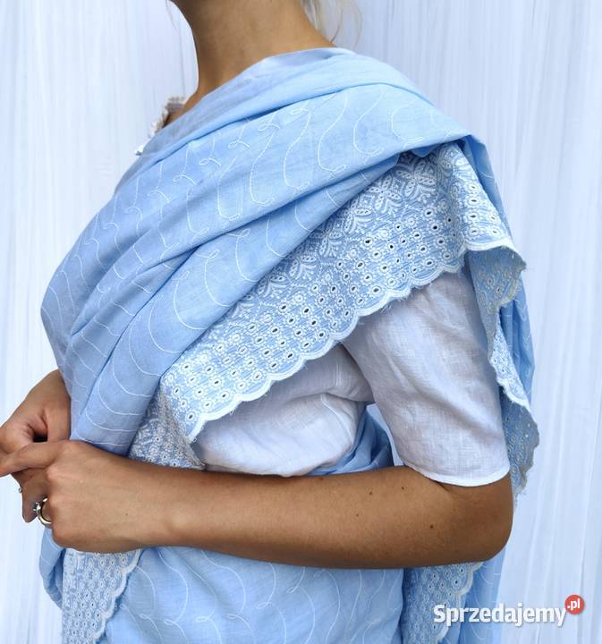 Niebieskie sari saree bawełna kupon materiału Szczecin