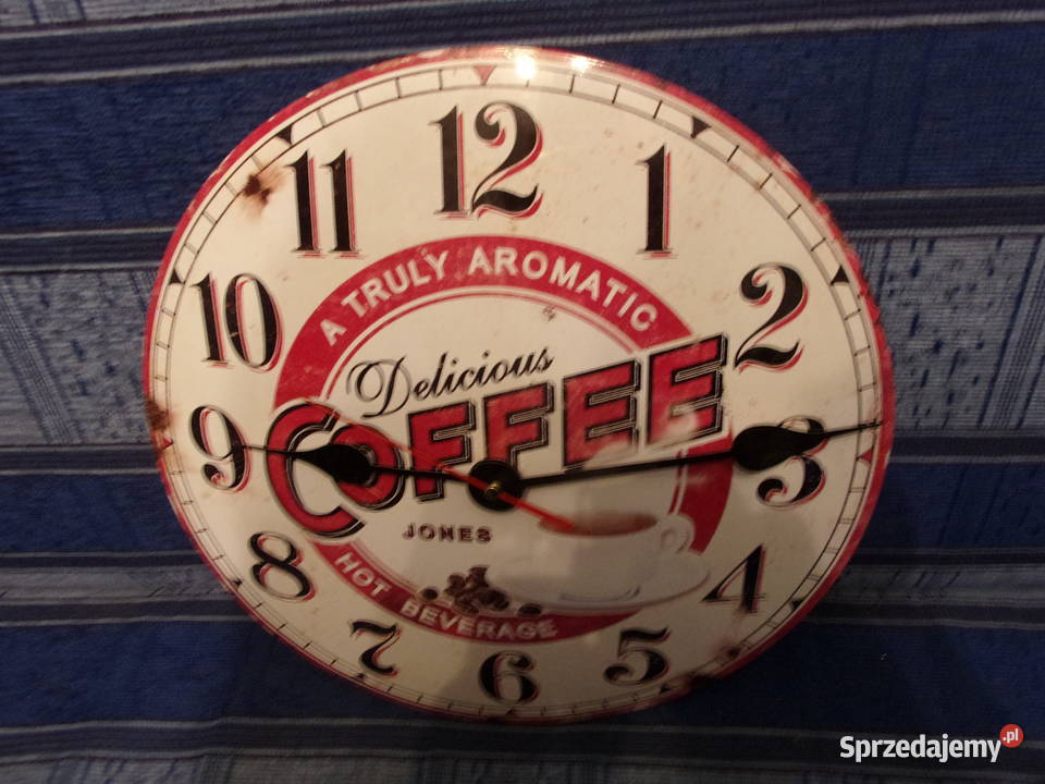 Duży stylowy zegar scienny COFFEE Delicious metal