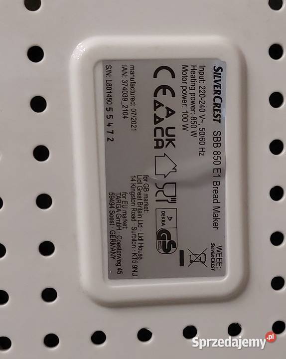 Wypiekacz ciasta chleba itp