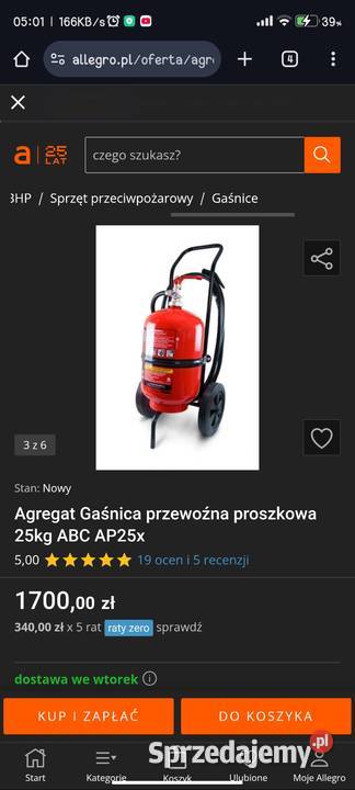 Agregat Gaśnica na wózku proszkowa 25 Kamień Pomorski