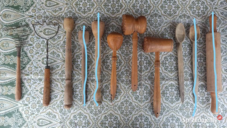 Stare drewniane przybory kuchenne ok 50 letnie Wieluń