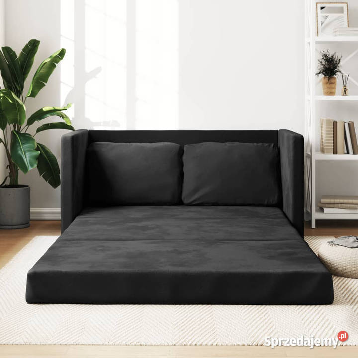 Sofa podłogowa 2w1 czarna 122x204x55 aksamit Warszawa sprzedam