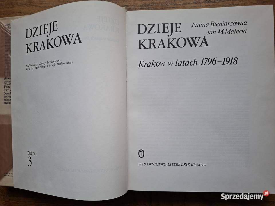 Dziejen KrakowaJ Bieniarzówna JM Małecki t2 i 3 twarda z obwolutą