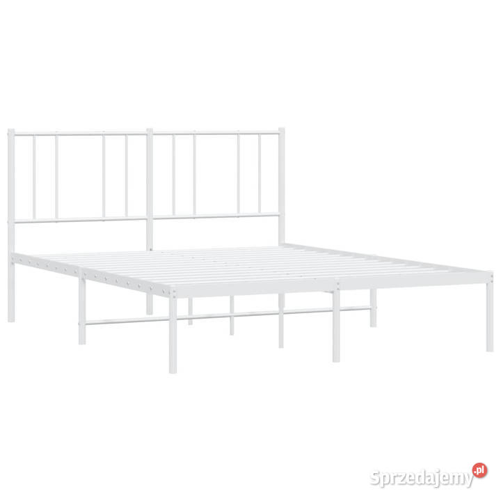 Łóżko Metalowe Białe Rama Łóżka Ze Stelażem 90cm
