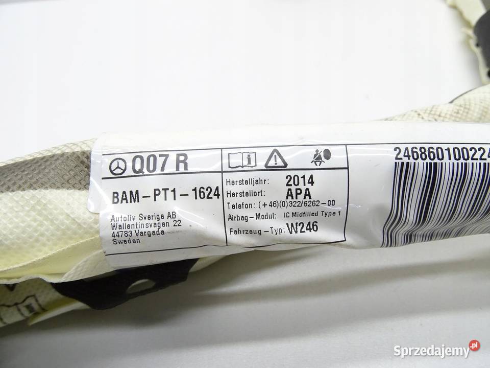 KURTYNA POWIETRZNA AIRBAG PRAWA MERCEDES W246 osobowe