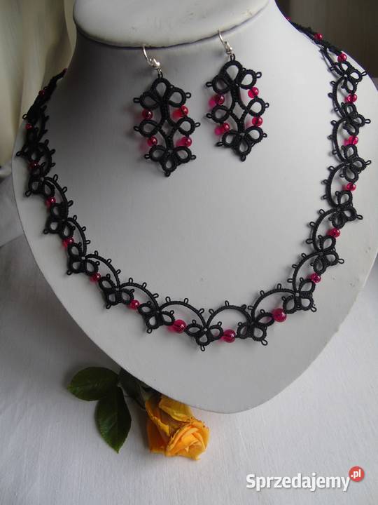 Biżuteria frywolitkowa Naszyjniki Wiśniowa