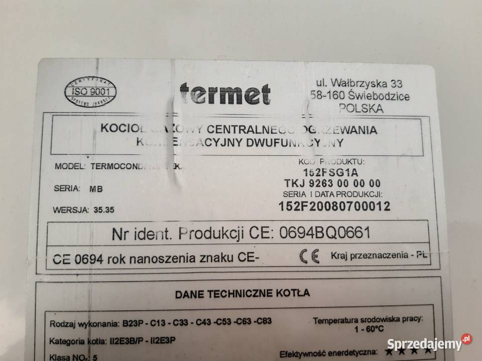 Kociol gazowy Termet TermoCondens Teka 35 kW Piaseczno