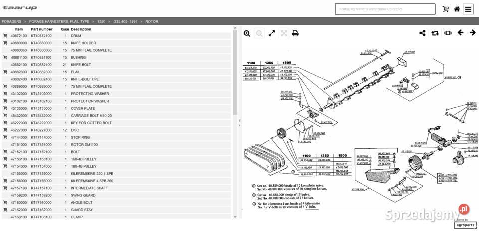 Taarup mulczer model 1500 1350 nóż tnący taarup Łańcut