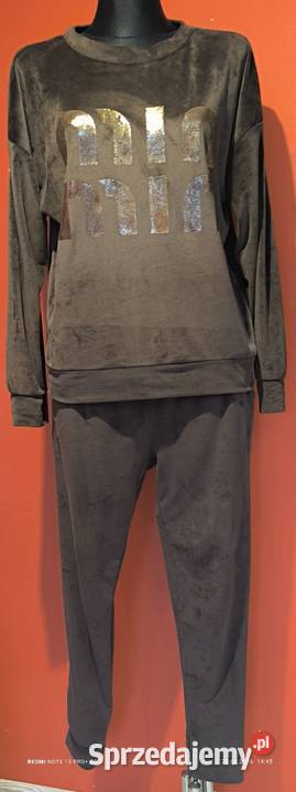 Fajny welur dres komplet damski czekolada Bolesławiec sprzedam