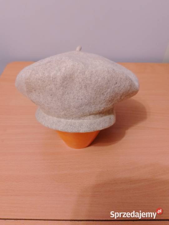 BERET wełniany szary melanż FEZKO 100 wełna z Dla kobiet wielkopolskie Złotniki sprzedam