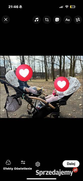 Wózek bliźniaczy Junama glow 2 w 1 biały Osłona na nóżki Bliźniacze Świętochłowice sprzedam