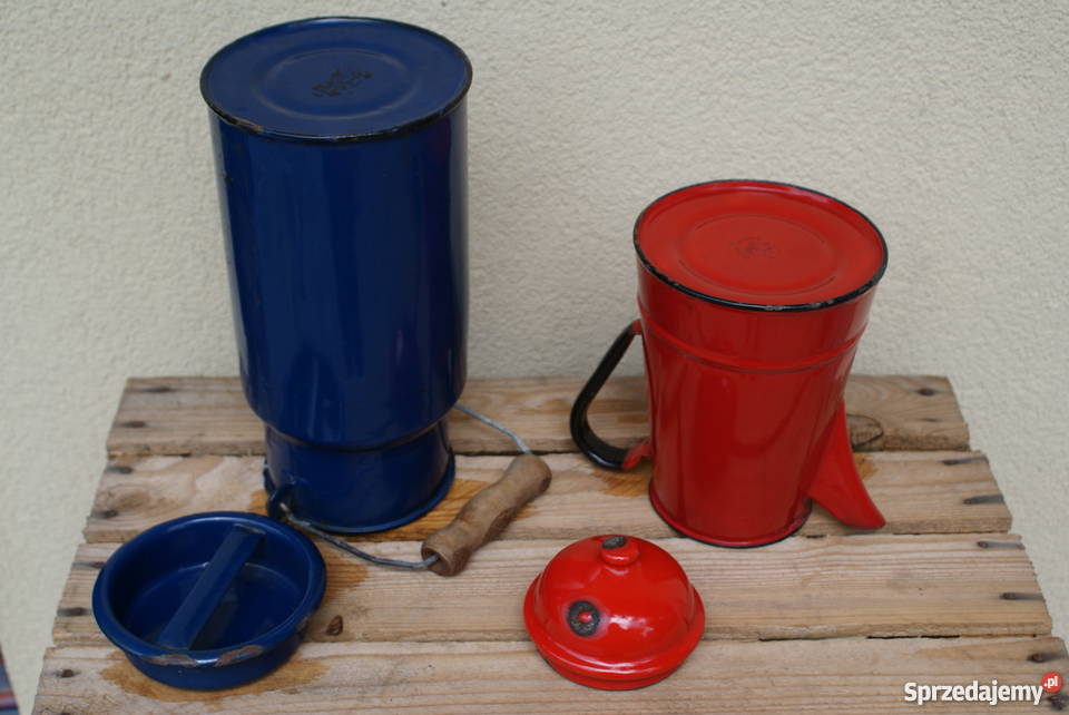 Emaliowany dzbanek i kanka bańka komplet 2 odcienie czerwieni mazowieckie sprzedam