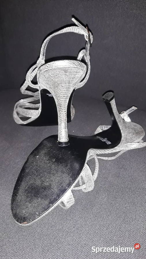 Srebrne sandałki szpilki kellykatie Sandały i klapki Nisko