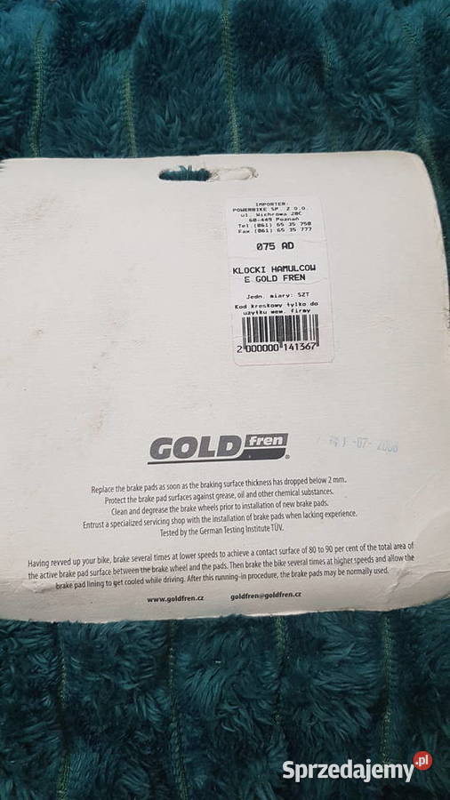 Klocki hamulcowe Gold fren 075 AD