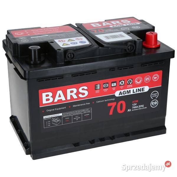 Akumulator Bars AGM LINE 12V 70Ah 760A L3 P dolnośląskie Jelcz-Laskowice