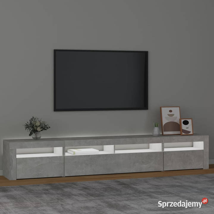 Szafka pod TV z oświetleniem LED szarość betonu Warszawa