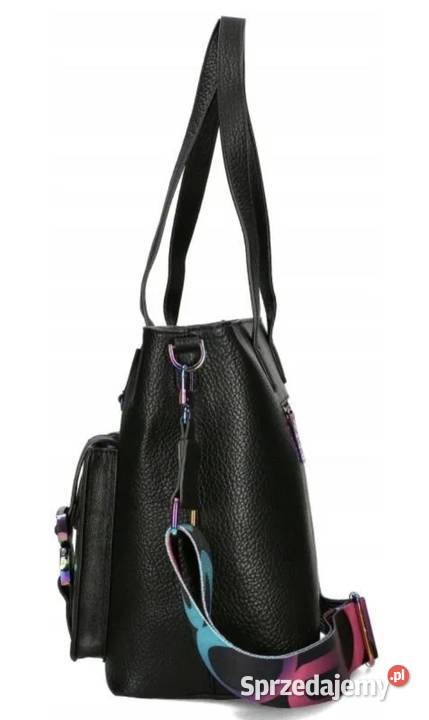 Torebka damska Ego duża czarna z kieszeniami 38cm sprzedam