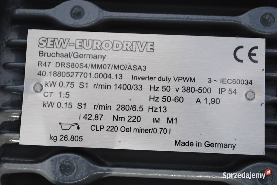 Motoreduktor 015075kw 6533obr FALOWNIK Firmy SEW Pozostałe