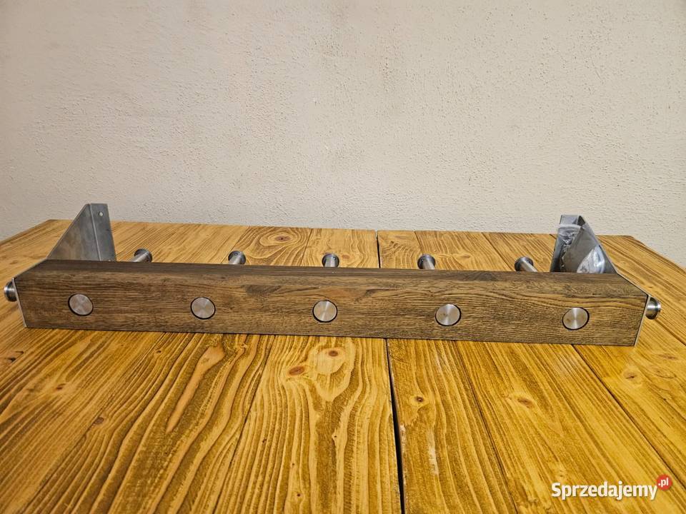 Dębowy wieszak ścienny WYSYWANE HACZYKI tulejki śląskie Pszczyna