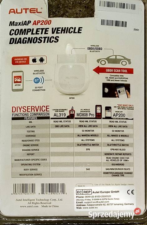 Interfejs Autel MaxiAP AP200 diagnostyka Nowy Sącz