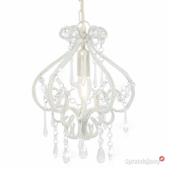 Lampa sufitowa z koralikami biała okrągła E14 Warszawa