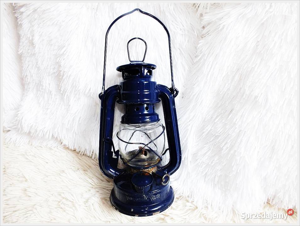 Mała Lampa naftowa GRANATOWA Piękna i sprawna do