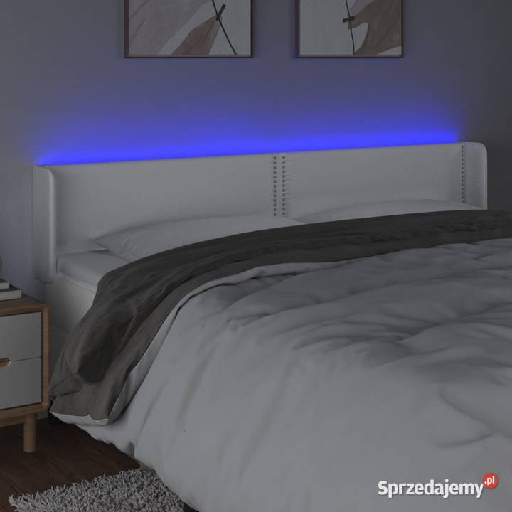 Zagłówek do łóżka z LED biały 183x16x7888 Meble Warszawa