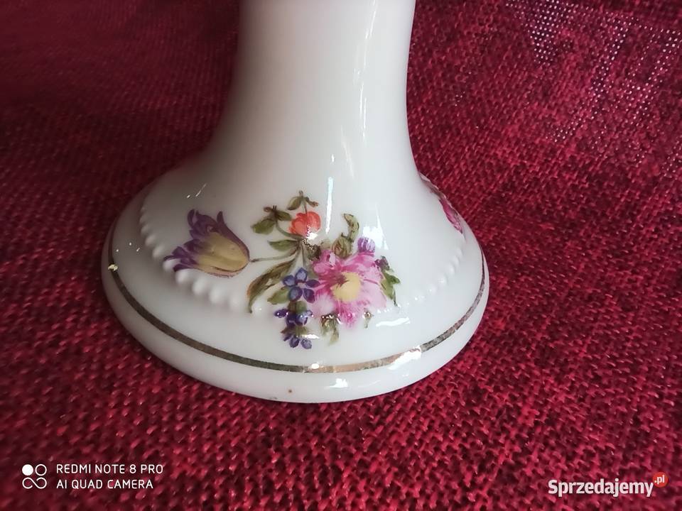 Świecznik Dresden Biała porcelana bukiecikami pomorskie Gdańsk