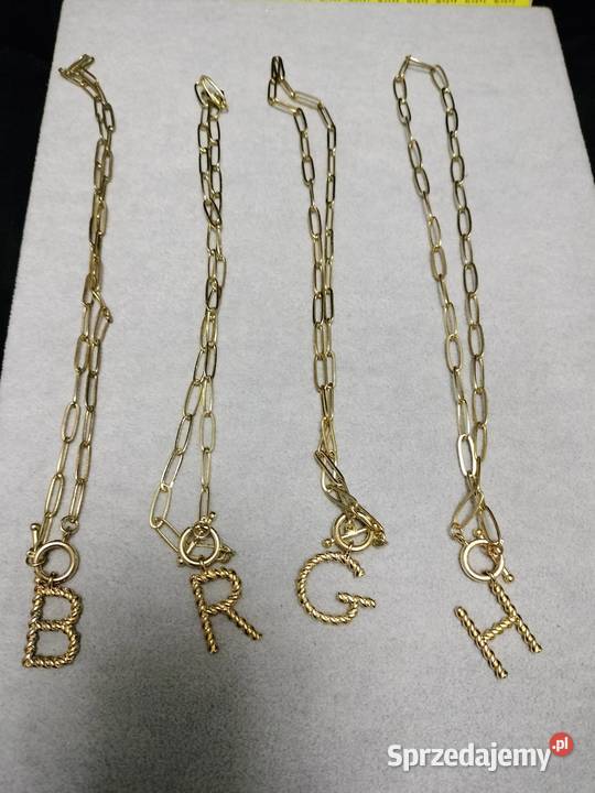 Łańcuszek z literką metalowy 1 sztuka biżuteria Choszczno