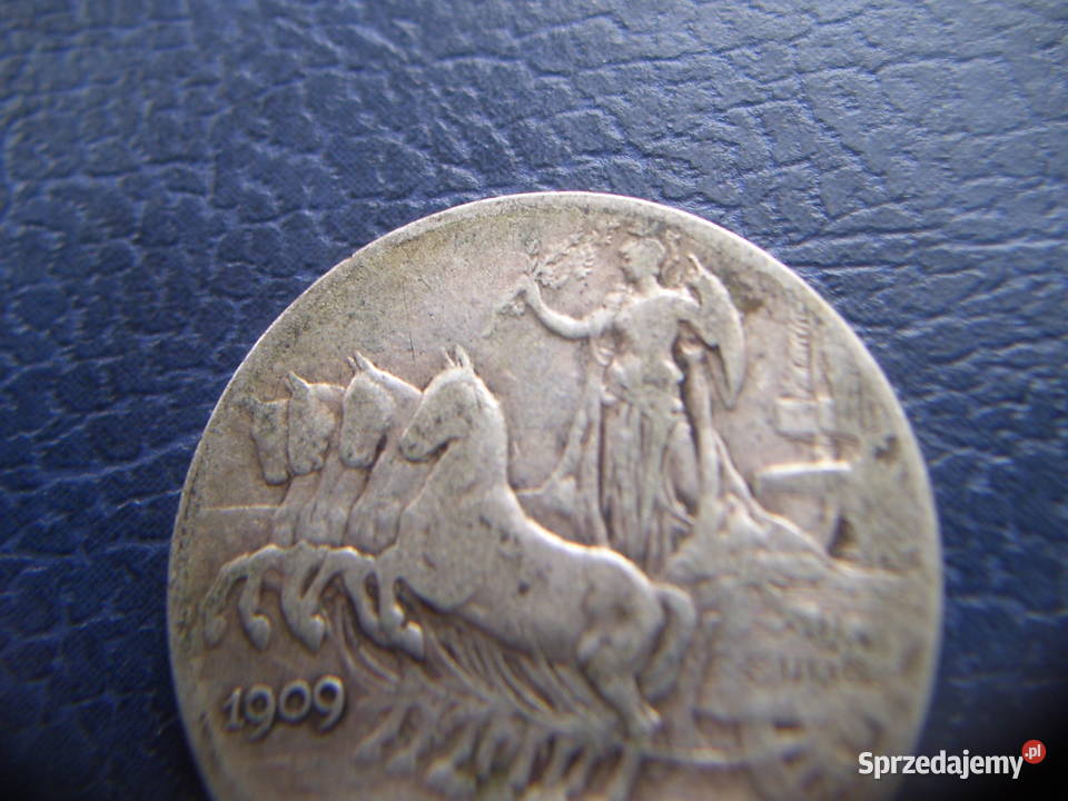 Stare monety 1 lir 1909 Włochy srebro 2 Lesko
