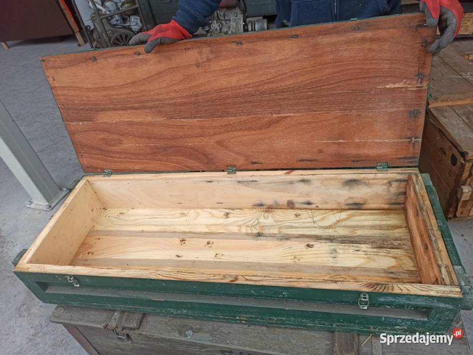 Skrzynia drewniana wojskowa 130 x 44x 23 Antyki, Sztuka, Kolekcje Skierniewice